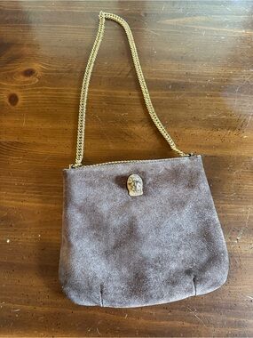 Ruth Saltz Brown Suede Shoulder/Crossbody Bag with Gold Chain Strap